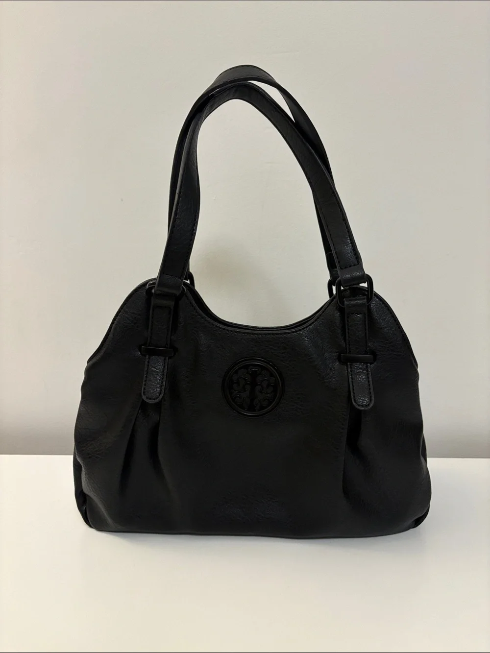 Classic Black Leather Shoulder Bag